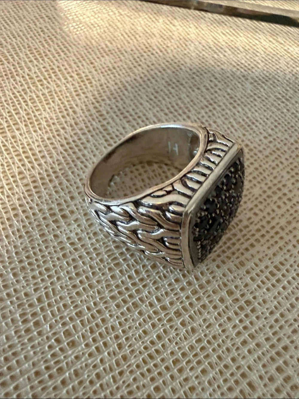 John Hardy Men’s Black Sapphire Sterling Silver Signet Ring
